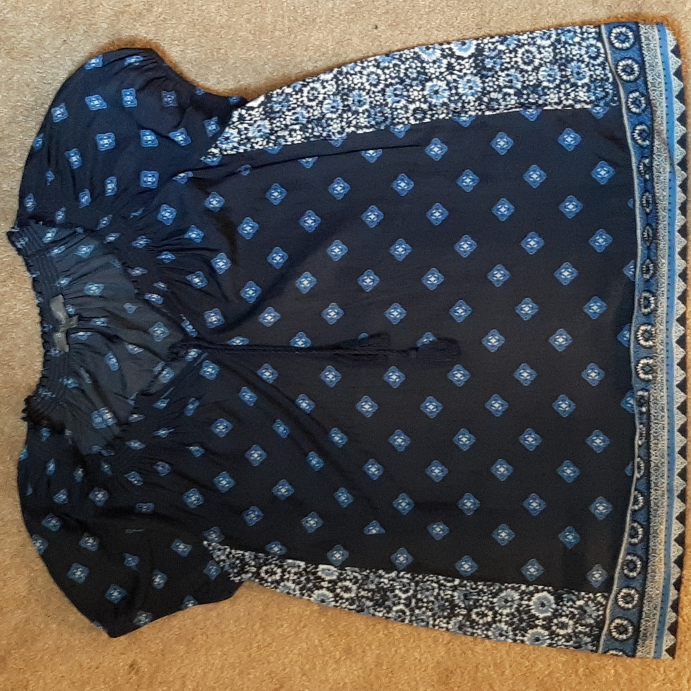 DAISY FUENTES LIGHTWEIGHT BOHEMIAN TUNIC BLOUSE LARGE